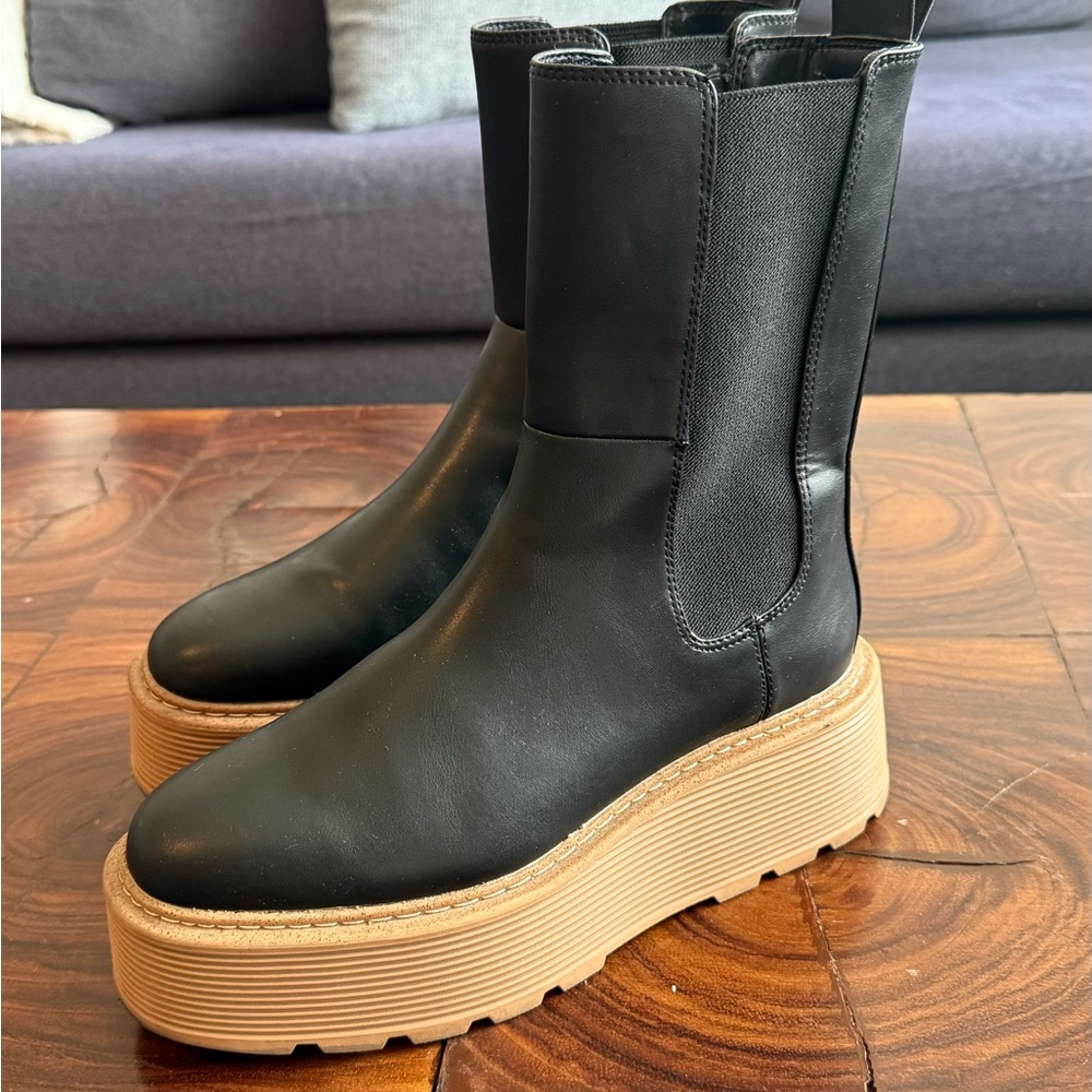 Black Leather Platform Boots